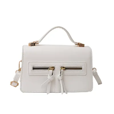 Women Fashion Street Trend PU Solid Color Small Square Shoulder Bag