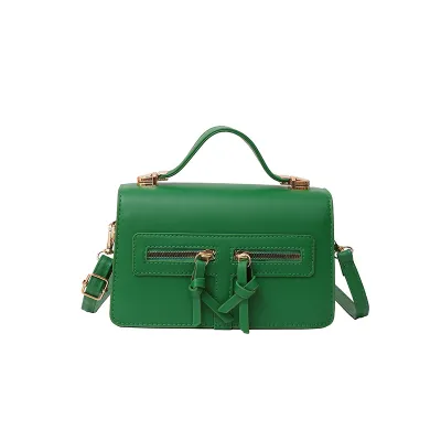 Women Fashion Street Trend PU Solid Color Small Square Shoulder Bag