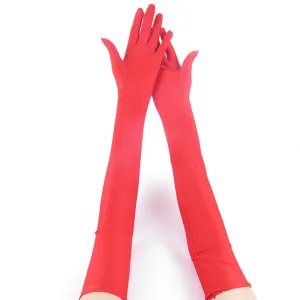 Women's Casual Solid Color Spandex Lengthened Sunscreen Mittens Gloves
