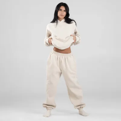 Women Casual Embroidered Hoodie and Loose Pants Set - Solid Color Long-Sleeve Two-Piece