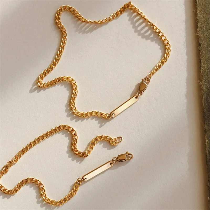 Women Fashion Simple Stainless Steel Gold Plated U-Shape Bracelet