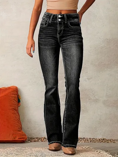 Women Retro Stretch Slim Fit Flared Jeans
