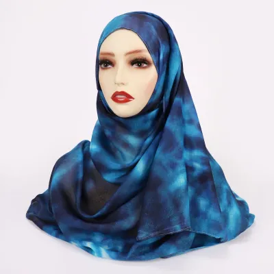 Women Fashion Printed Satin Polyester Cotton Hijab Scarf