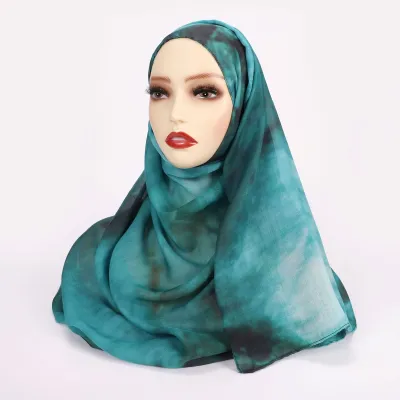 Women Fashion Printed Satin Polyester Cotton Hijab Scarf
