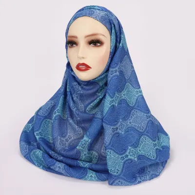 Women Fashion Printed Satin Polyester Cotton Hijab Scarf