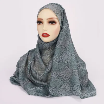 Women Fashion Printed Satin Polyester Cotton Hijab Scarf