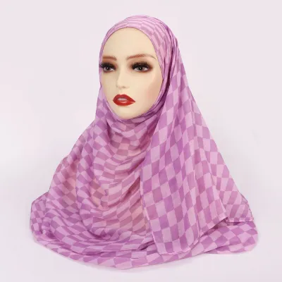 Women Fashion Printed Satin Polyester Cotton Hijab Scarf