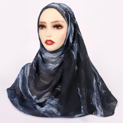 Women Fashion Printed Satin Polyester Cotton Hijab Scarf