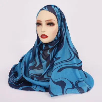 Women Fashion Printed Satin Polyester Cotton Hijab Scarf