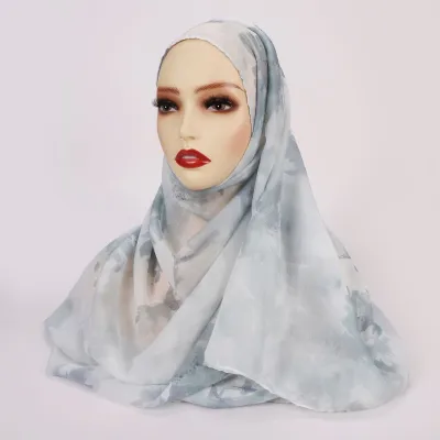 Women Fashion Printed Satin Polyester Cotton Hijab Scarf