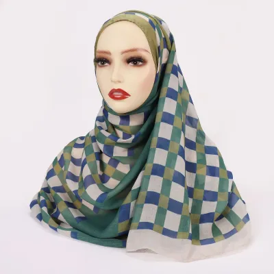Women Fashion Printed Satin Polyester Cotton Hijab Scarf