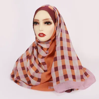 Women Fashion Printed Satin Polyester Cotton Hijab Scarf