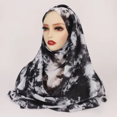 Women Fashion Printed Satin Polyester Cotton Hijab Scarf