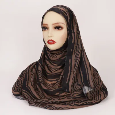 Women Fashion Printed Satin Polyester Cotton Hijab Scarf