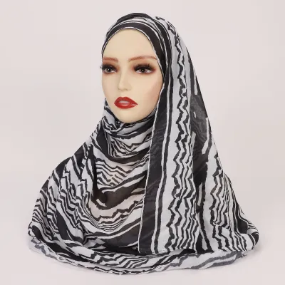 Women Fashion Printed Satin Polyester Cotton Hijab Scarf