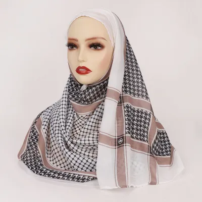 Women Fashion Printed Satin Polyester Cotton Hijab Scarf