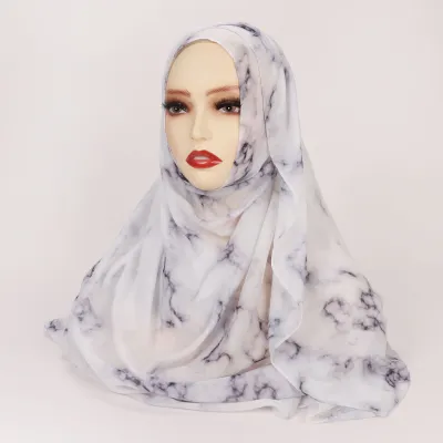 Women Fashion Printed Satin Polyester Cotton Hijab Scarf