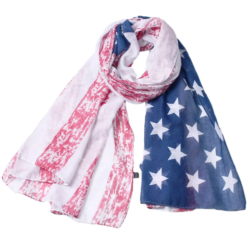 American Flag Printed Long Viscose Scarf
