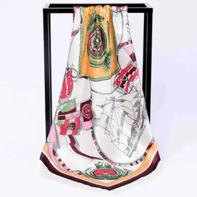 Women's Fashion Leopard Color Matching 90CM Square Satin Scarf