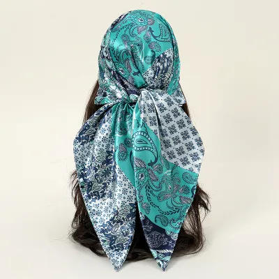 Women's Fashion Leopard Color Matching 90CM Square Satin Scarf