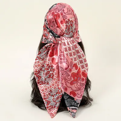 Women's Fashion Leopard Color Matching 90CM Square Satin Scarf