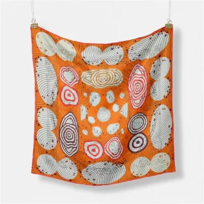 Women Fashion Geometric Patterns Printed 53cm Square Thick Twill Scarf