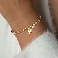 Women Fashion Personality DIY Devil'S Eye Crystal Pendant Gold Plated Bracelet