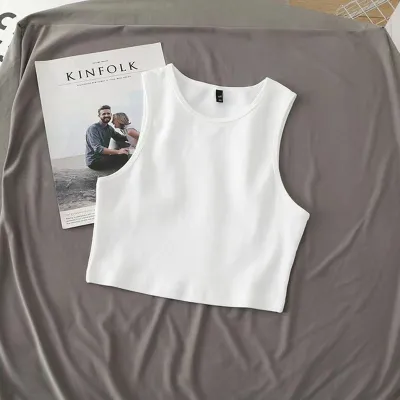 Women Sexy Stretch Sleeveless Tank Top Solid Color Polyester Blend