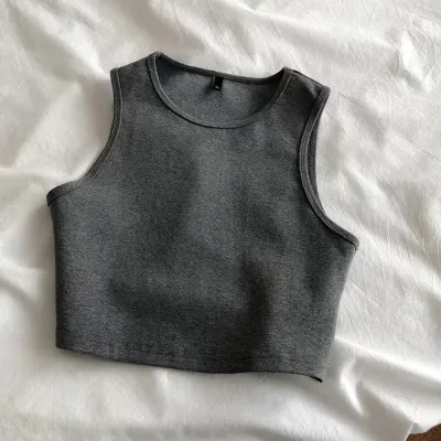 Women Sexy Stretch Sleeveless Tank Top Solid Color Polyester Blend