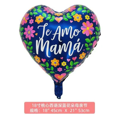 Mom 18inch Spanish Heart-Shaped Mother'S Day Decoration Aluminum Balloon