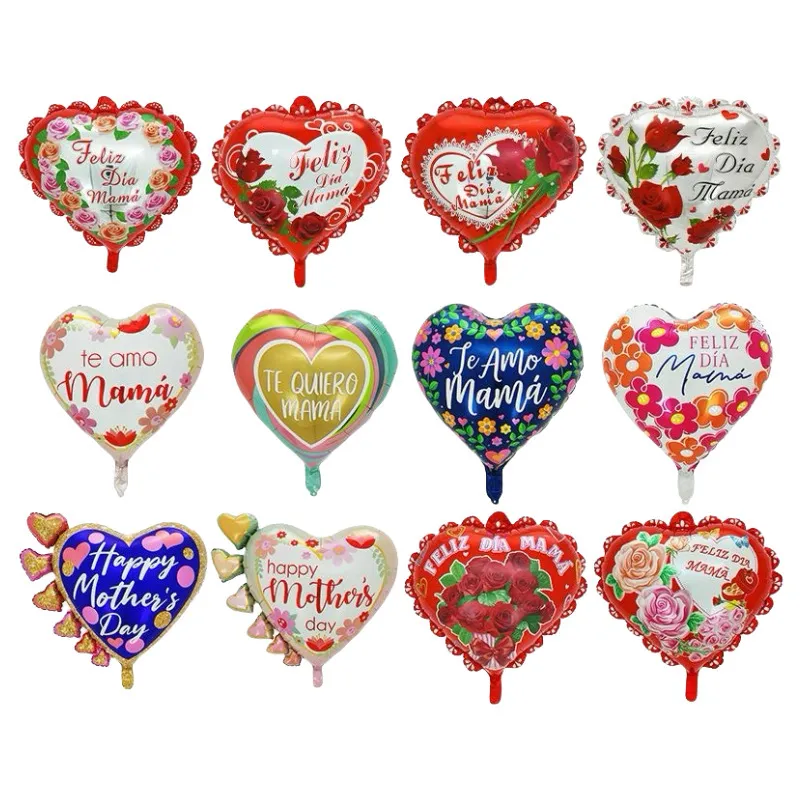Mom 18inch Spanish Heart-Shaped Mother'S Day Decoration Aluminum Balloon