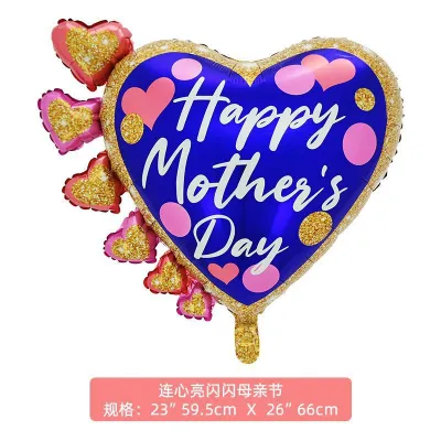 Mom 24inch Spanish Heart-Shaped Mother'S Day Decoration Aluminum Balloon
