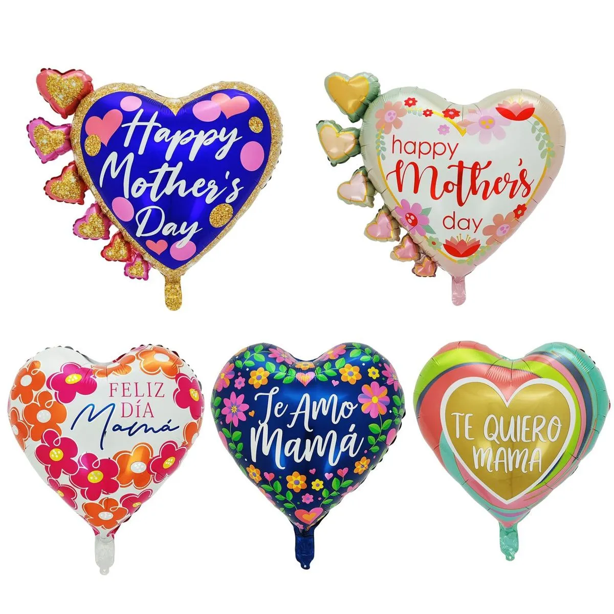 Mom 24inch Spanish Heart-Shaped Mother'S Day Decoration Aluminum Balloon