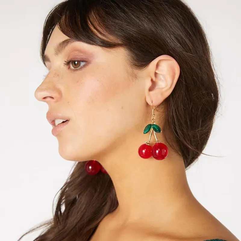 Cute Cherry Women Drop Earrings Alloy Fresh Sweet