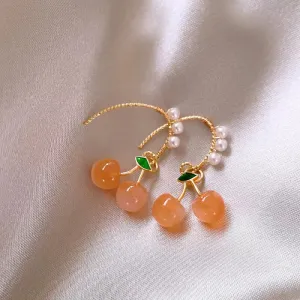 Women Hook Cherry Pearl Earrings