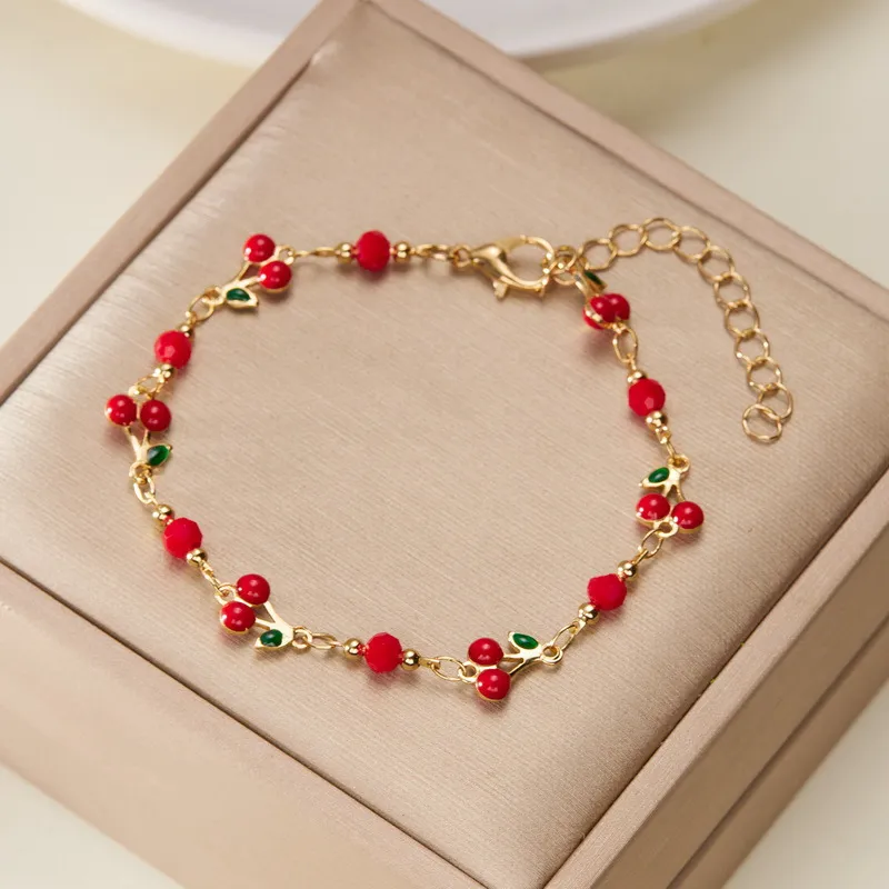 Sweet Women's Cherry Chain Bracelet Fashion Alloy Jewelry