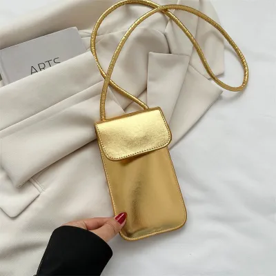 Women Casual Solid Color PU Mobile Phone Crossbody Bag Street Trend Small Square Bag
