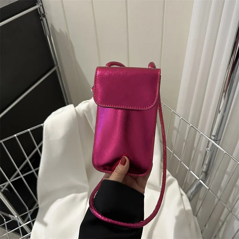 Women Casual Solid Color PU Mobile Phone Crossbody Bag Street Trend Small Square Bag