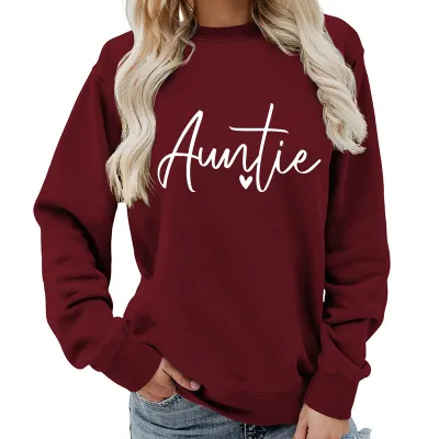 Women Casual Letter Printed Pullover Sweatshirt Long Sleeve Crewneck