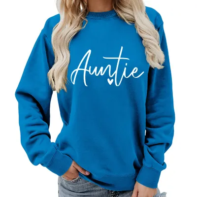 Women Casual Letter Printed Pullover Sweatshirt Long Sleeve Crewneck