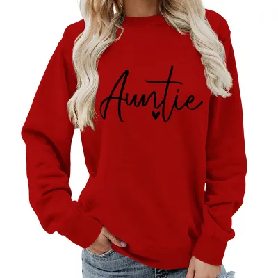 Women Casual Letter Printed Pullover Sweatshirt Long Sleeve Crewneck