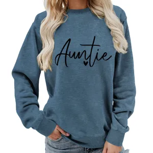 Women Casual Letter Printed Pullover Sweatshirt Long Sleeve Crewneck