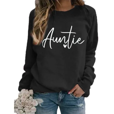 Women Casual Letter Printed Pullover Sweatshirt Long Sleeve Crewneck