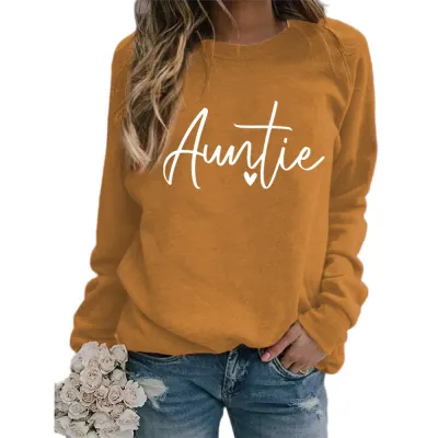 Women Casual Letter Printed Pullover Sweatshirt Long Sleeve Crewneck