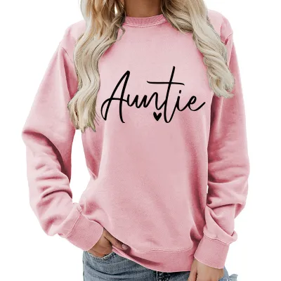 Women Casual Letter Printed Pullover Sweatshirt Long Sleeve Crewneck