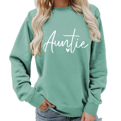 Women Casual Letter Printed Pullover Sweatshirt Long Sleeve Crewneck