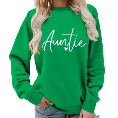 Women Casual Letter Printed Pullover Sweatshirt Long Sleeve Crewneck