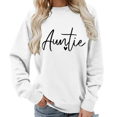 Women Casual Letter Printed Pullover Sweatshirt Long Sleeve Crewneck
