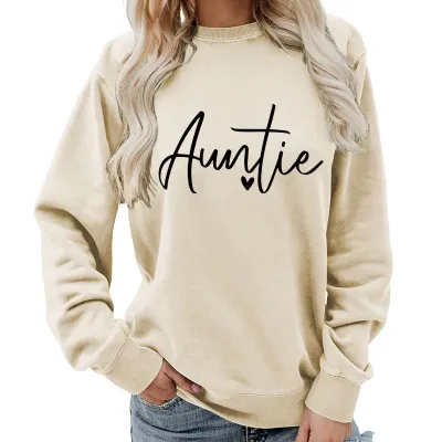 Women Casual Letter Printed Pullover Sweatshirt Long Sleeve Crewneck