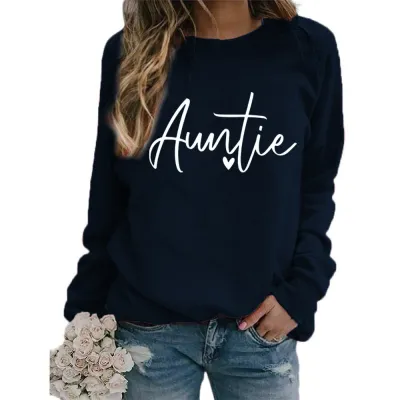 Women Casual Letter Printed Pullover Sweatshirt Long Sleeve Crewneck